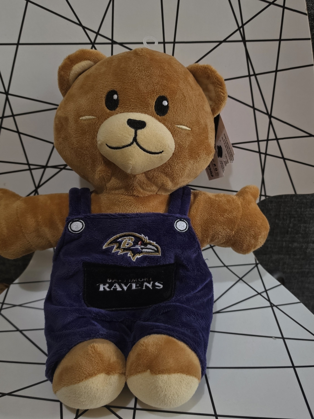 FOCO Baltimore Ravens NFL Plush Teddy Bear Purple Overalls Officially Licensed